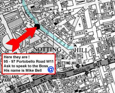 Map Portobello Gold Notting Hill London W11 UK