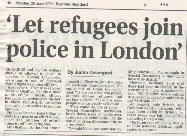 Let refugees join police in London